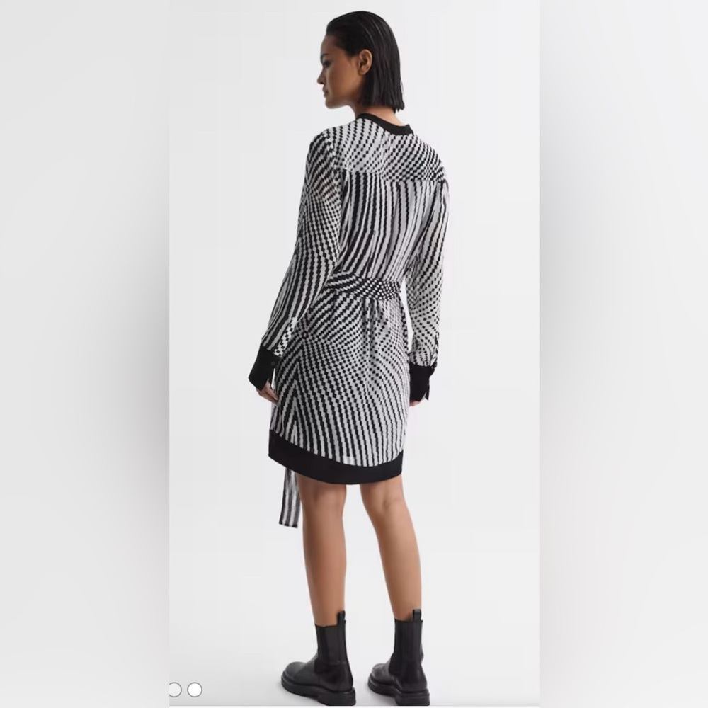 Reiss Tia Black and White Striped Mini Dress NWT - Picture 8 of 14